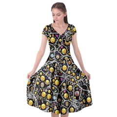 Mental Emojis Emoticons Icons Cap Sleeve Wrap Front Dress by Paksenen