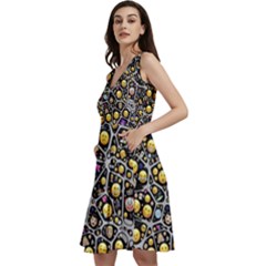 Mental Emojis Emoticons Icons Sleeveless V-neck Skater Dress With Pockets by Paksenen