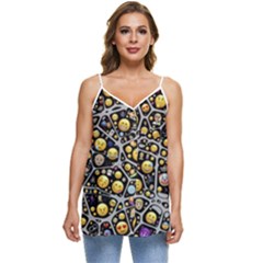 Mental Emojis Emoticons Icons Casual Spaghetti Strap Chiffon Top by Paksenen