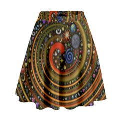 Swirl Vortex Emoji Cyclone Motion Art High Waist Skirt by Paksenen