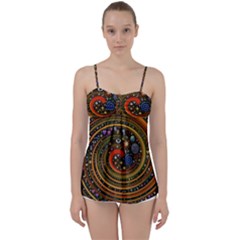 Swirl Vortex Emoji Cyclone Motion Art Babydoll Tankini Top by Paksenen