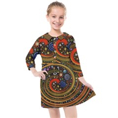 Swirl Vortex Emoji Cyclone Motion Art Kids  Quarter Sleeve Shirt Dress by Paksenen