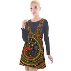 Swirl Vortex Emoji Cyclone Motion Art Plunge Pinafore Velour Dress by Paksenen