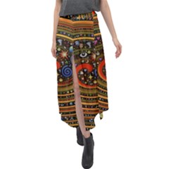 Swirl Vortex Emoji Cyclone Motion Art Velour Split Maxi Skirt