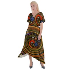 Swirl Vortex Emoji Cyclone Motion Art Cross Front Sharkbite Hem Maxi Dress by Paksenen