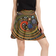 Swirl Vortex Emoji Cyclone Motion Art Waistband Skirt by Paksenen