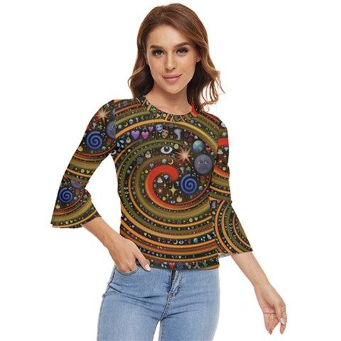 Swirl Vortex Emoji Cyclone Motion Art Bell Sleeve Top by Paksenen