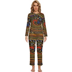 Swirl Vortex Emoji Cyclone Motion Art Womens  Long Sleeve Lightweight Pajamas Set by Paksenen