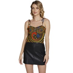 Swirl Vortex Emoji Cyclone Motion Art Flowy Camisole Tie Up Top by Paksenen