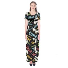 Time Nonlinear Curved Linear Short Sleeve Maxi Dress by Paksenen