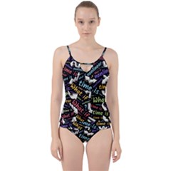 Time Nonlinear Curved Linear Cut Out Top Tankini Set by Paksenen