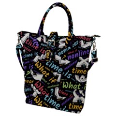 Time Nonlinear Curved Linear Buckle Top Tote Bag by Paksenen