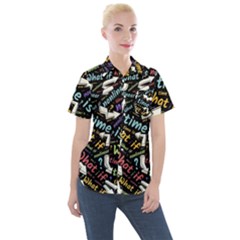 Time Nonlinear Curved Linear Women s Short Sleeve Pocket Shirt