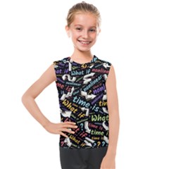 Time Nonlinear Curved Linear Kids  Mesh Tank Top by Paksenen