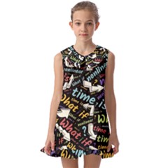 Time Nonlinear Curved Linear Kids  Pilgrim Collar Ruffle Hem Dress by Paksenen