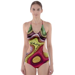 Chaos Unknown Unfamiliar Strange Cut-out One Piece Swimsuit by Paksenen