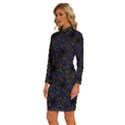 Do Be Action Stillness Doing Long Sleeve Shirt Collar Bodycon Dress View2