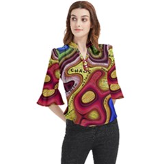 Chaos Unknown Unfamiliar Strange Loose Horn Sleeve Chiffon Blouse