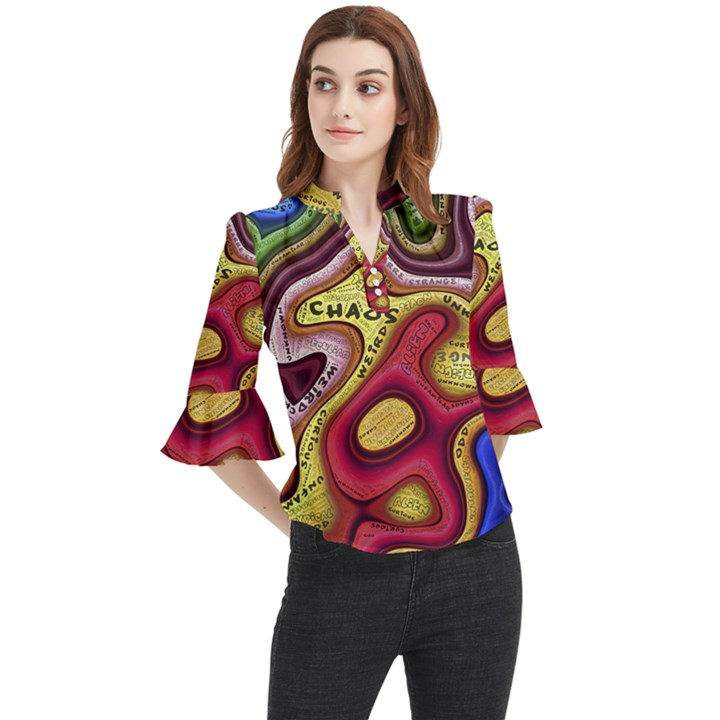 Chaos Unknown Unfamiliar Strange Loose Horn Sleeve Chiffon Blouse