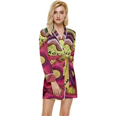 Chaos Unknown Unfamiliar Strange Long Sleeve Satin Robe by Paksenen