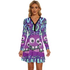 Why Not Question Reason Long Sleeve Deep V Mini Dress  by Paksenen