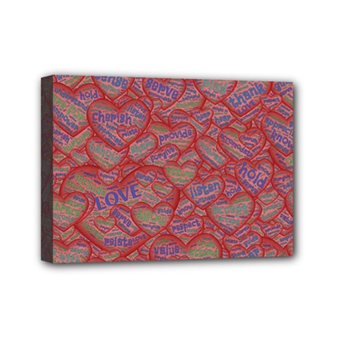 Love Hearts Valentines Connection Mini Canvas 7  X 5  (stretched) by Paksenen