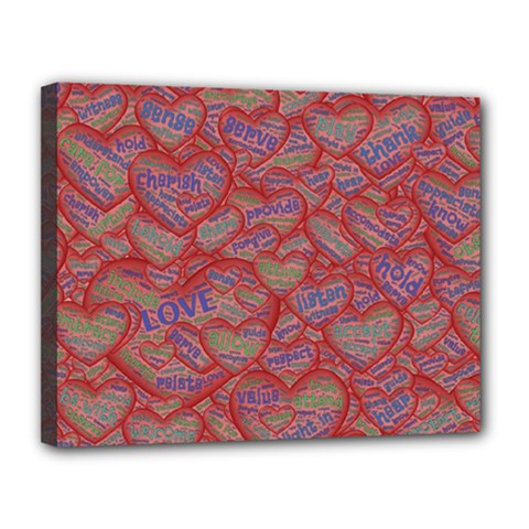 Love Hearts Valentines Connection Canvas 14  X 11  (stretched) by Paksenen