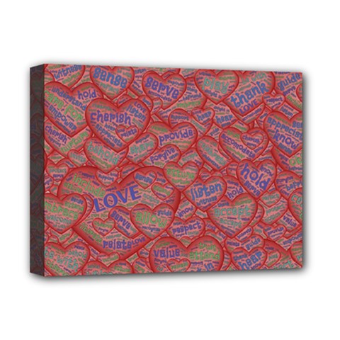 Love Hearts Valentines Connection Deluxe Canvas 16  X 12  (stretched)  by Paksenen