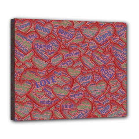 Love Hearts Valentines Connection Deluxe Canvas 24  X 20  (stretched) by Paksenen