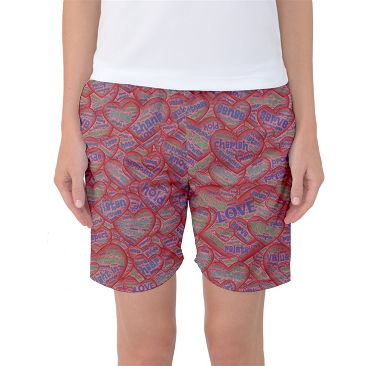 Love Hearts Valentines Connection Women s Basketball Shorts