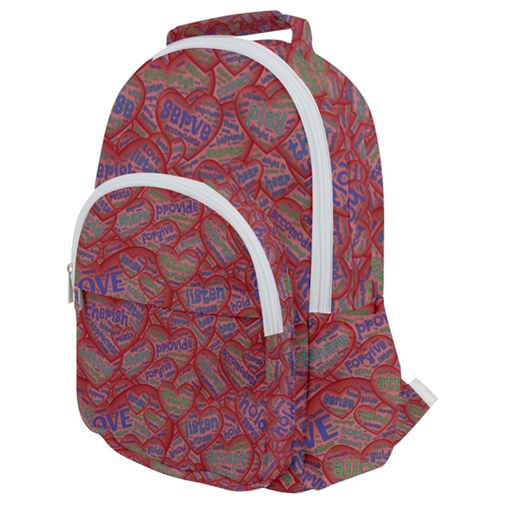 Love Hearts Valentines Connection Rounded Multi Pocket Backpack