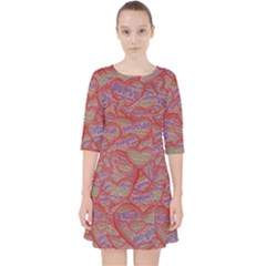 Love Hearts Valentines Connection Quarter Sleeve Pocket Dress by Paksenen