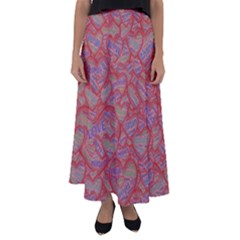 Love Hearts Valentines Connection Flared Maxi Skirt by Paksenen