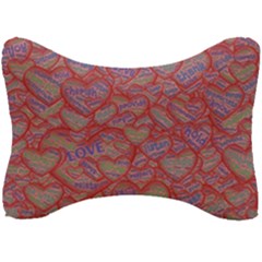 Love Hearts Valentines Connection Seat Head Rest Cushion by Paksenen