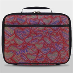 Love Hearts Valentines Connection Full Print Lunch Bag by Paksenen