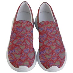 Love Hearts Valentines Connection Women s Lightweight Slip Ons by Paksenen