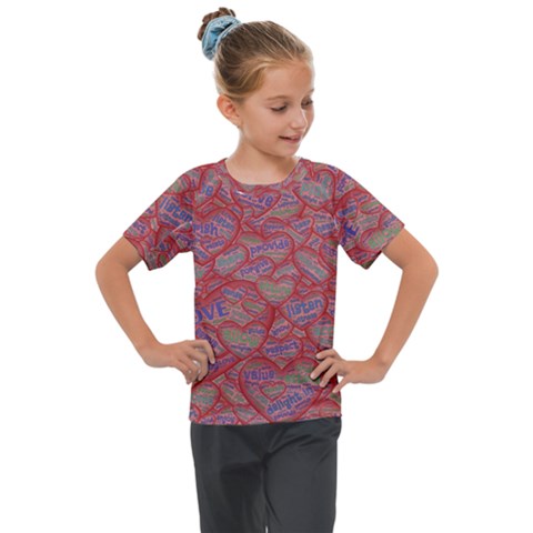 Love Hearts Valentines Connection Kids  Mesh Piece T-shirt by Paksenen