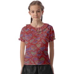 Love Hearts Valentines Connection Kids  Frill Chiffon Blouse