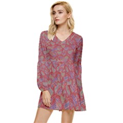 Love Hearts Valentines Connection Tiered Long Sleeve Mini Dress by Paksenen