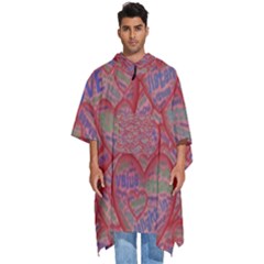 Love Hearts Valentines Connection Men s Hooded Rain Ponchos by Paksenen