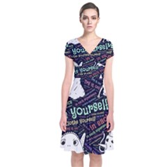 Experience Feeling Clothing Self Short Sleeve Front Wrap Dress by Paksenen