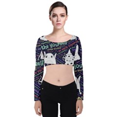 Experience Feeling Clothing Self Velvet Long Sleeve Crop Top by Paksenen