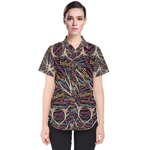 Mental Human Experience Mindset Pattern Women s Short Sleeve Shirt by Paksenen