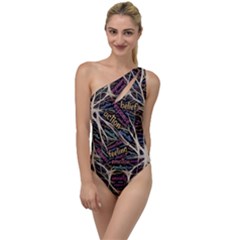 Mental Human Experience Mindset Pattern To One Side Swimsuit by Paksenen