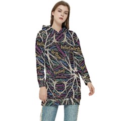 Mental Human Experience Mindset Pattern Women s Long Oversized Pullover Hoodie by Paksenen