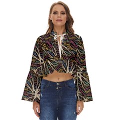 Mental Human Experience Mindset Pattern Boho Long Bell Sleeve Top by Paksenen