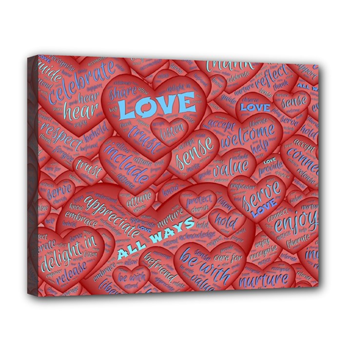 Love Hearts Valentine Red Symbol Canvas 14  x 11  (Stretched)