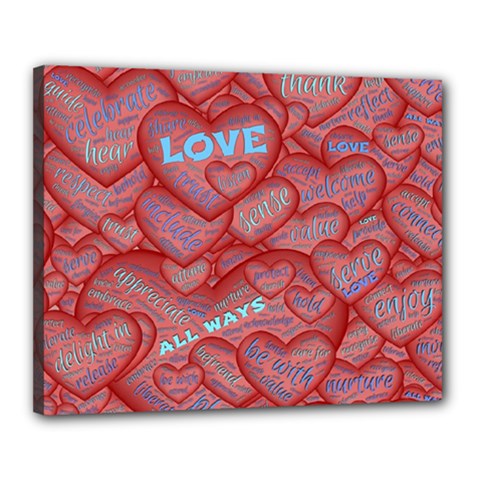 Love Hearts Valentine Red Symbol Canvas 20  X 16  (stretched) by Paksenen