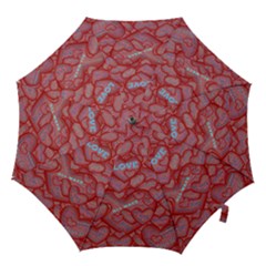 Love Hearts Valentine Red Symbol Hook Handle Umbrellas (small) by Paksenen