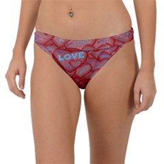 Love Hearts Valentine Red Symbol Band Bikini Bottoms